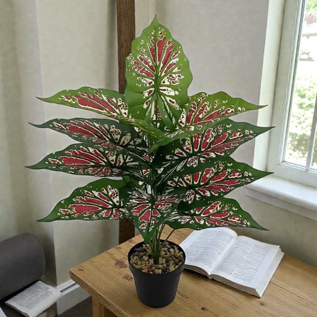 Alocasia Artificiel Rouge