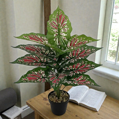 Alocasia Artificiel Rouge