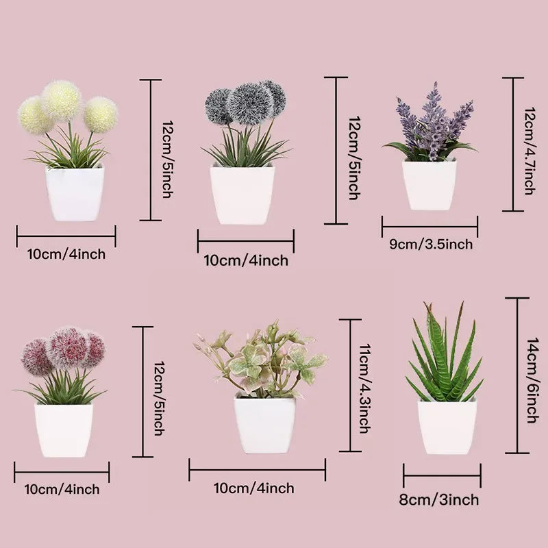 Lot de petites plantes artificielles multicolores