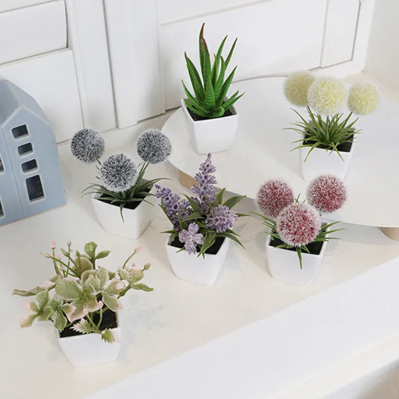 Lot de petites plantes artificielles multicolores
