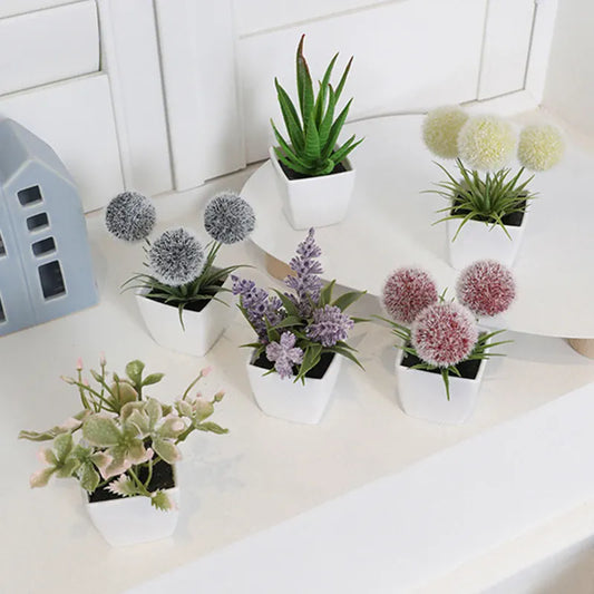 Lot de petites plantes artificielles multicolores