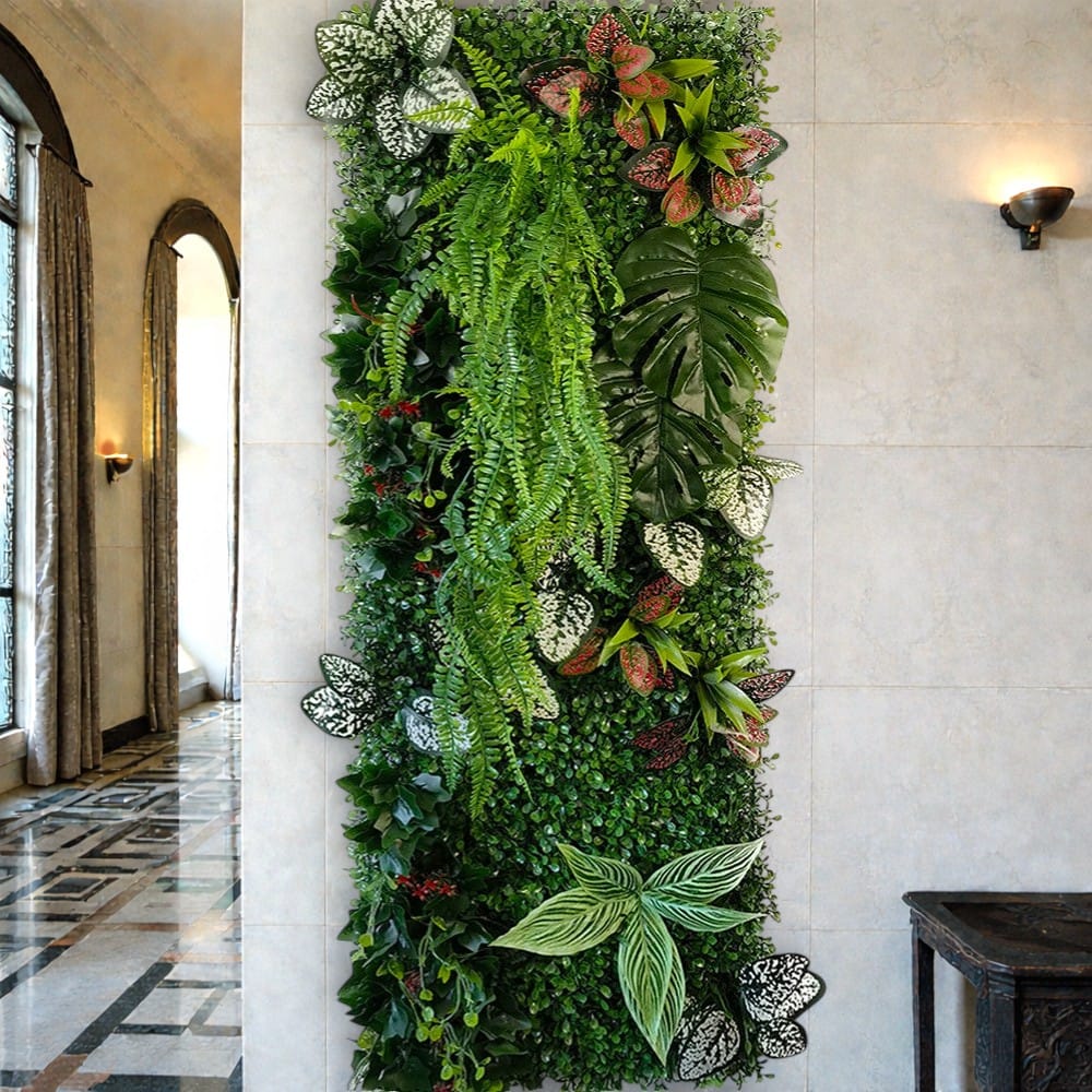Mur de Verdure Artificielle - Roses vertes